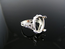 5670 STERLING SILVER RING SETTING, 16X12 MM OVAL FACETED OR CABOCHON GEMSTONE, SIZE 7.5