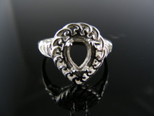 5674 RING SETTING STERLING SILVER, SIZE 8, 7X5 MM PEAR STONE