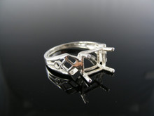 5437 STERLING SILVER RING SETTING, 10X8 MM EMERALD GEMSTONE, SIZE 10