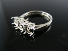 5676 RING SETTING STERLING SILVER, SIZE 6, 3-5 MM ROUND STONES