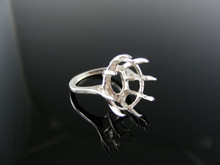 2205 RING SETTING STERLING SILVER, SIZE 4, 12x10 OVAL FACETED STONE
