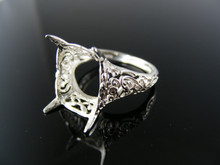 R67  RING SETTING STERLING SILVER, SIZE 6.5, 12X10 MM EMERALD STONE