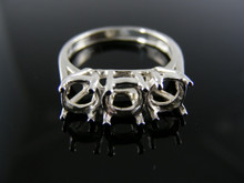 5410 RING SETTING STERLING SILVER, SIZE 7.75, 1-7 MM & 2-6 MM ROUND FACETED STONES