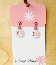 Pink Iridescent Flower Earrings