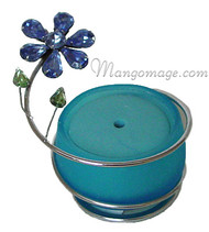 Blue Crystal Flower Glass Incense Burner