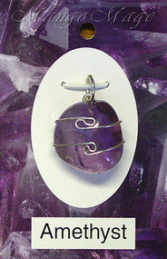 Amethyst Sterling Silver Wire-Wrapped Stone Pendant