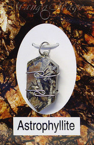 Astrophyllite Sterling Silver Wire-Wrapped Stone Pendant