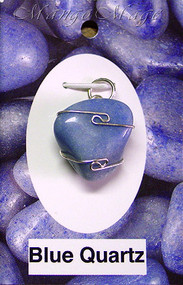 Blue Quartz Sterling Silver Wire-Wrapped Stone Pendant