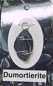 Dumortierite Sterling Silver Wire-Wrapped Stone Pendant
