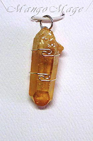 Imperial Gold Quartz Sterling Silver Wire-Wrapped Stone Pendant