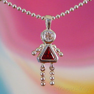 January Girl Sterling Silver C.Z. Birthstone Kids Pendant