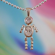 April Boy Sterling Silver C.Z. Birthstone Kids Pendant