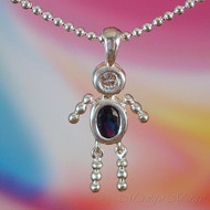 September Boy Sterling Silver C.Z. Birthstone Kids Pendant