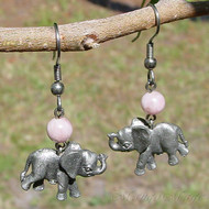 Strawberry Quartz Elephant Earrings