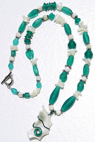 Mother of Pearl Teal Necklace