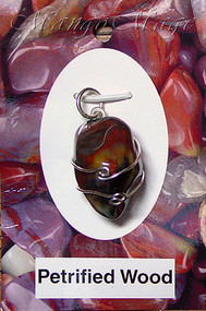 Petrified Wood Sterling Silver Wire-Wrapped Stone Pendant