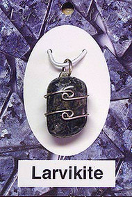 Larvikite Sterling Silver Wire-Wrapped Stone Pendant