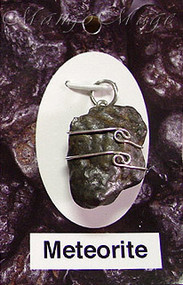 Meteorite Sterling Silver Wire-Wrapped Stone Pendant