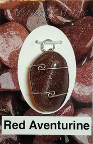 Red Aventurine Sterling Silver Wire-Wrapped Stone Pendant