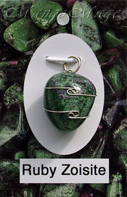 Ruby Zoisite Sterling Silver Wire-Wrapped Stone Pendant