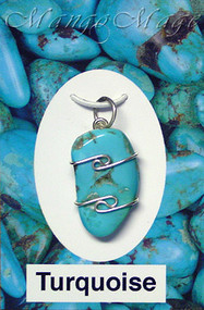 Turquoise Sterling Silver Wire-Wrapped Stone Pendant