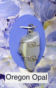 Oregon Opal Sterling Silver Wire-Wrapped Stone Pendant