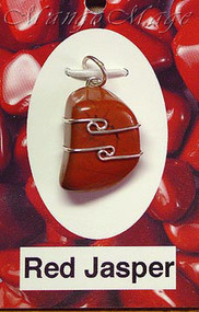 Red Jasper Sterling Silver Wire-Wrapped Stone Pendant