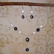 Black Onyx & Fresh Water Pearl Sterling Silver Jewelry Set