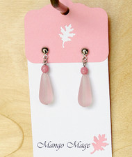 Pink Frosted Drop Glass Earrings