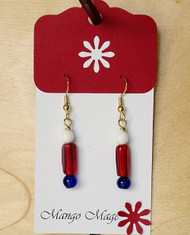 Red, White & Blue Glass Earrings