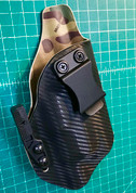 Custom dual layer Light Bearing IWB with Mod Wing in Carbon over Multicam for a Glock 19 with X300.