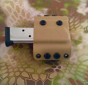 Our single 1911 OWB mag holster in FDE with twin injection molded belt loops and adjustable retention. If you are looking for a narrower OWB mag holster option, choose our Tek-Lok option.