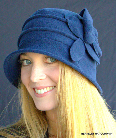 Women's Cloche Packable Polar Fleece Hat in blue