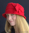 Women's Cloche Packable Polar Fleece Hat in red