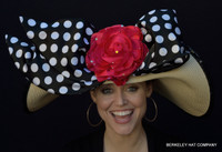 Pin-Up Girl Polkadot Kentucky Derby Hat with Red Rose.