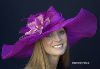 Winning Santa Anita Flowered Hat for the Derby in Purple