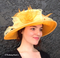 Easy Going Packable Organza Kentucky Derby Hat in Yellow and Orange.