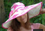 Pink Women's Wide Brim Floral Print Sun Hat