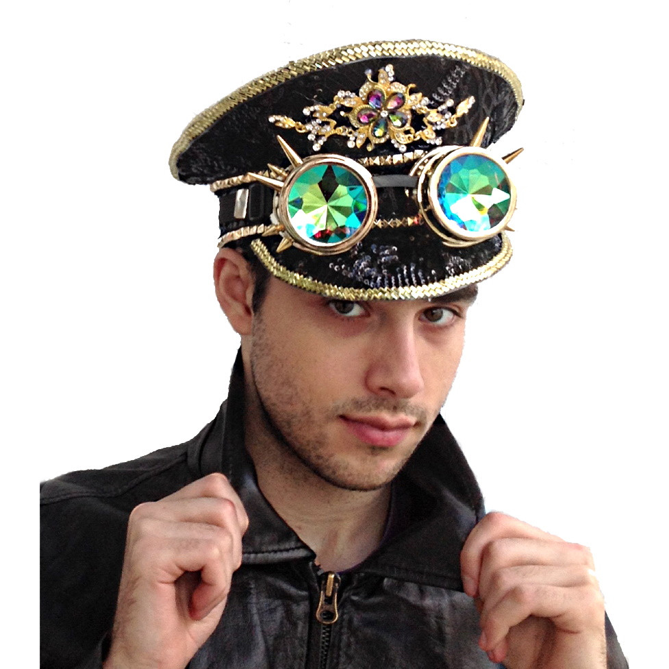 Rhinestone Captain Hat Captain Hat Iridescent Rhinestones | Masquerade Store main image 3