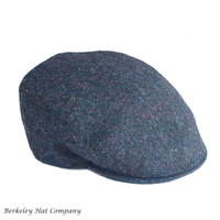 Flat Cap Fine Donegal Tweed in Blue with Color Flecks (IR95)
