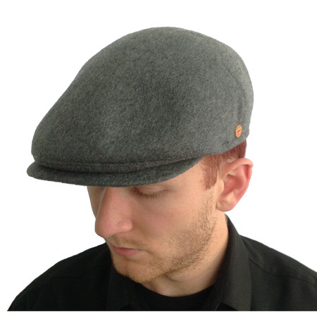 Charcoal Cashmere Cap with Earflaps by Mayser, earflaps tucked in.