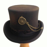 Distressed Penny-Farthing Steampunk Top Hat in Wool Felt