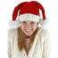 Knit Santa Hat Double Pom-Poms on female model