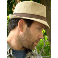 Linen Two Tone Fedora Hat