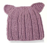 Knit Pussy Cat Hat in Mauve Pink