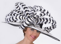 Black and White Madison Ave Feather Kentucky Derby Hat