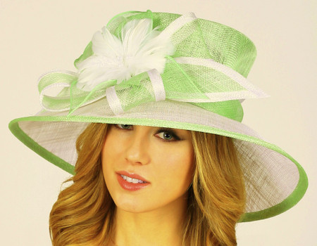 Two-Tone Bridesmaids Hat in Lime and White.