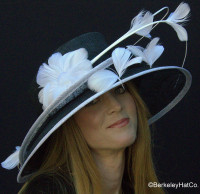 Show Stopper Derby Hat Black with White Trim.