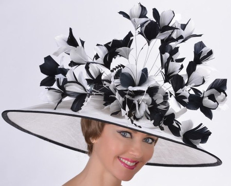 black and white derby hat