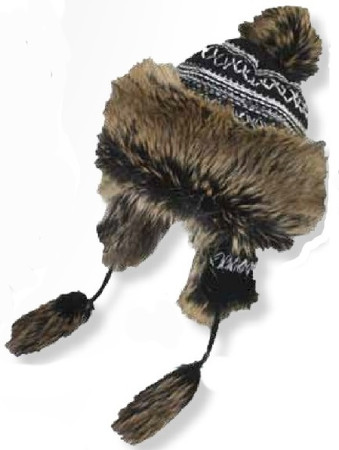 Peruvian Style Knit/Furry Earflap Hat